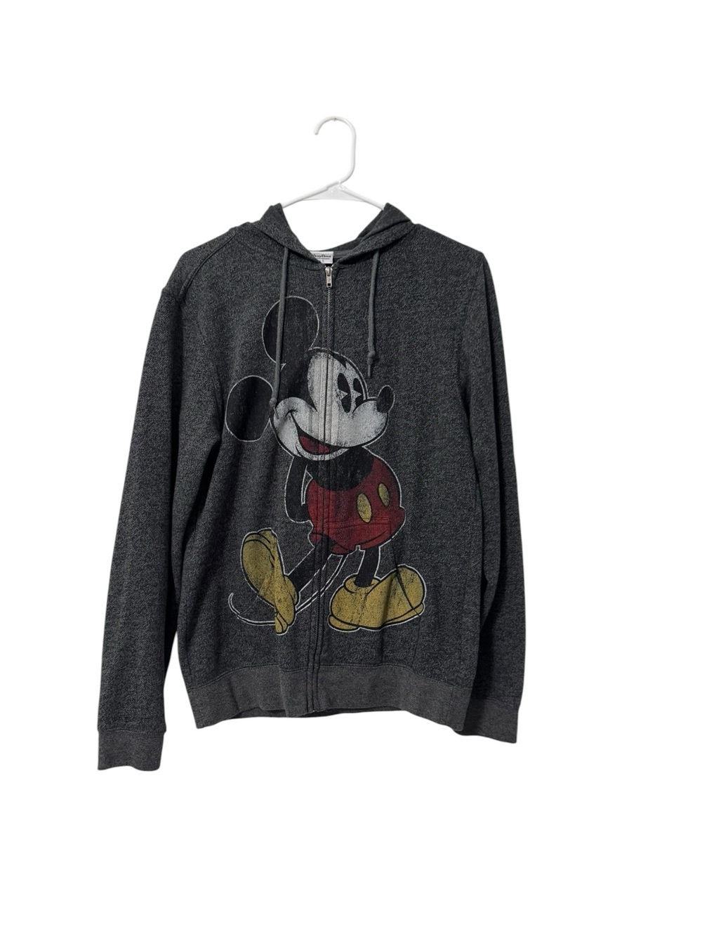 Disney Men's Charcoal Gray Mickey Mouse Zip-Up Hoodie
